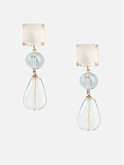 Beatnik - Blue Stone Gold Plated Stylish Drop Earrings