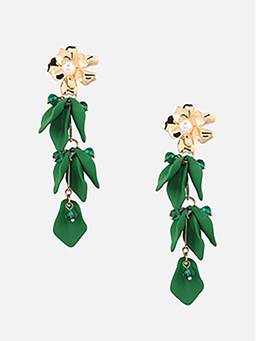 Beatnik - Green Pearl Gold Plated Stylish Drop Earrings
