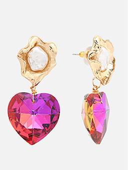 Beatnik - Pink Pearl Gold Plated Stylish Drop Earrings