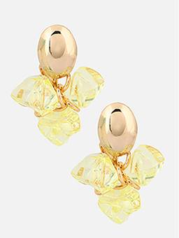 Beatnik - Yellow Stone Gold Plated Stylish Drop Earrings