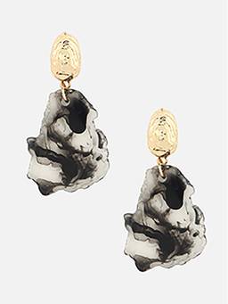 Beatnik - Black Stone Gold Plated Stylish Drop Earrings