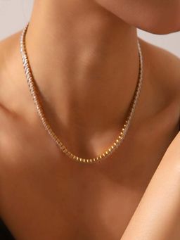 AQUASTREET - 18K Gold Plated White Anti-Tarnish Tennis Zircon Necklace