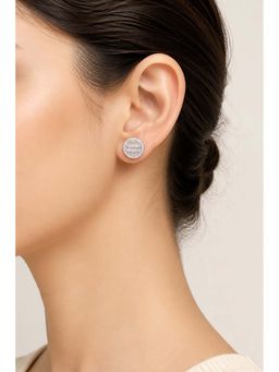 RUHA JEWELS - White Celeste Baguette Halo Stud Earrings