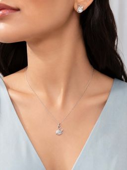 RUHA JEWELS - White Lunara Swan Necklace with Earrings