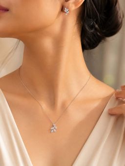 RUHA JEWELS - White Velora Leaf Necklace with Earrings