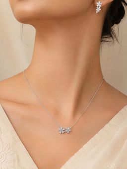 RUHA JEWELS - White Floretta Spark Necklace with Earrings