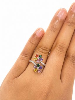 RUHA JEWELS - Multi-Color Diamond Flower Ring (12)
