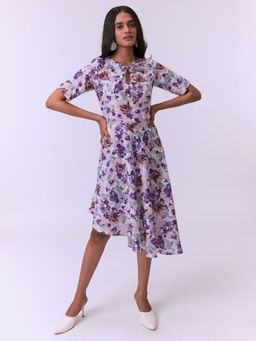 Not So Pink - Lilac Cascade Flare Twisted Neck Dress