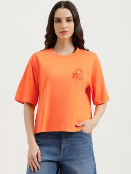 United Colors of Benetton - Orange Round Neck Solid T-Shirt