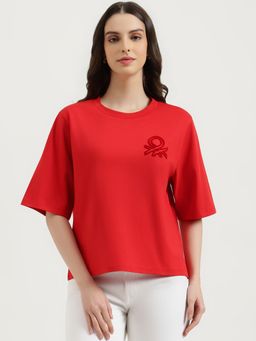 United Colors of Benetton - Red Round Neck Solid T-Shirt