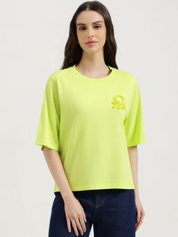 United Colors of Benetton - Green Round Neck Solid T-Shirt