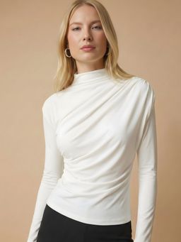 Lounge Dreams - White High Neck Top