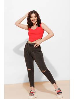 Urban Sundari - Casual Solid Women Red Top