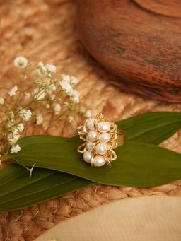 House of D'oro - Designer Pearl and Gold Handmade Ring