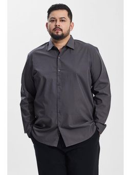 Snitch - Charcoal Grey Regular Fit Plus Size Shirt