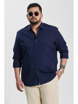 Snitch - Navy Blue Regular Fit Plus Size Shirt