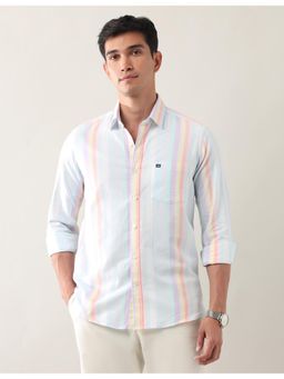 Arrow Sports - Mens Blue Vertical Stripes Oxford Shirt