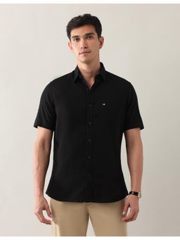 Arrow Sports - Mens Black Regular Fit Solid Shirt