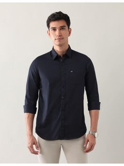Arrow Sports - Mens Navy Blue Slim Fit Solid Shirt
