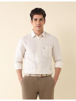 U.S. POLO ASSN. - Mens Yellow Grid Tattersall Checks Tailored Fit Shirt