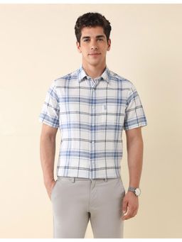 U.S. POLO ASSN. - Mens White Plaid Checks Tailored Fit Shirt