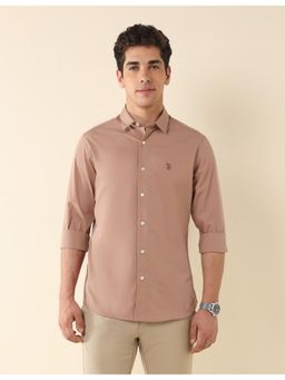 U.S. POLO ASSN. - Mens Peach Solid Tailored Fit Shirt