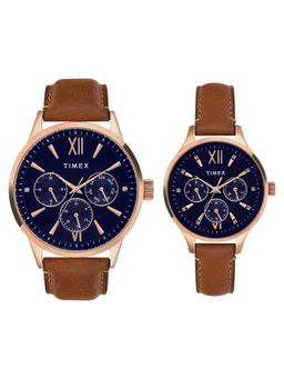 Timex - Trendline Round 21mm Blue Dial Analog Pair Watch - TW00PR302