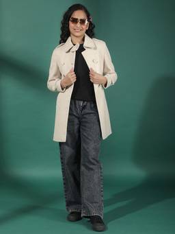 CRIMSOUNE CLUB - Girls Beige Overcoat With Belt