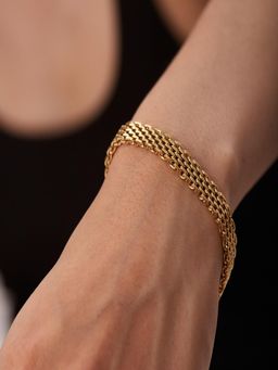 AQUASTREET - Womens Anti-Tarnish Waterproof 18K Gold Plated Mesh Link Bracelet