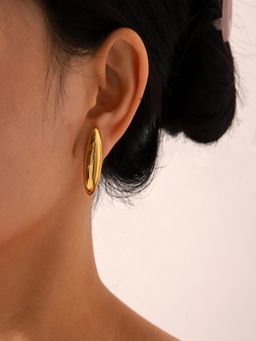 AQUASTREET - 18K Gold Plated Anti-Tarnish Waterproof Statement Long Oval Stud Earrings
