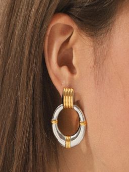 AQUASTREET - 18K Gold Plated Anti-Tarnish Waterproof Two Tone Statement Earrings