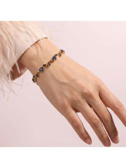 Designs & You - Gold Plated Navy Blue Stones Studded Anti Tarnish Tulip Bracelet