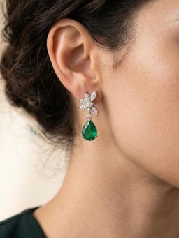 Kraft Smiths - Zirconia Green Drop Earrings