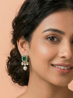 Kraft Smiths - Amber Green Kundan Earrings