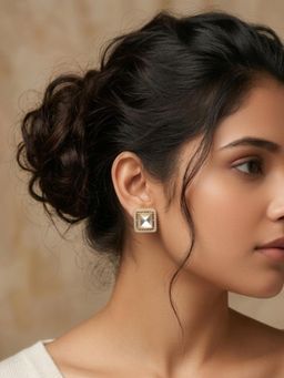Kraft Smiths - Princess Cut Polki Stud Earrings
