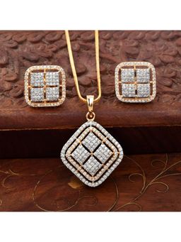 SHILLYN - Eternal Aura Zircon Chain Pendant & Earrings