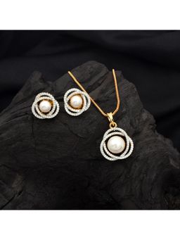 SHILLYN - The Riviera Drop Pearl Chain Pendant & Earrings