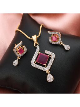 SHILLYN - Ruby Radiance Diamond Ensemble Chain Pendant & Earrings