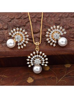 SHILLYN - Eternal Pearl Chain Pendant and Earrings