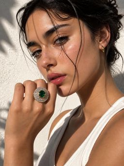 Niska - Emerald Halo Ring