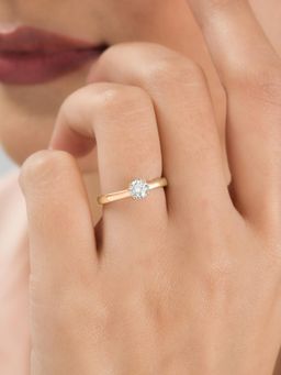 Ornate Jewels - 925 Silver Yellow Gold American Diamond Solitaire Wedding Ring