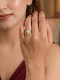 Ornate Jewels - 925 Silver Yellow Gold CZ Stone Party Wear Adjustable Ring