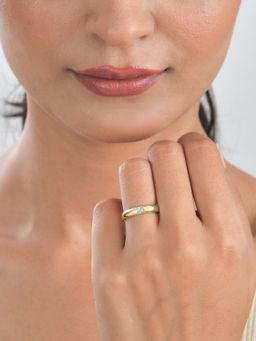 Ornate Jewels - 925 Silver Yellow Gold CZ Stone Solitaire Adjustable Wedding Ring