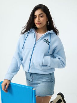 The Souled Store - Women Blue Manifest It Oversized Zipper Hoodie