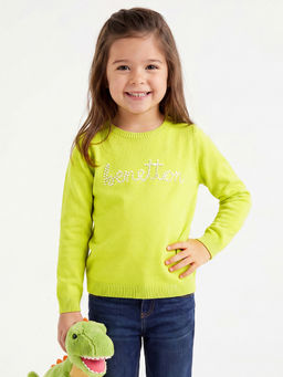 United Colors of Benetton - Yellow Regular Fit Round Neck Embellished Sweater