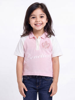 United Colors of Benetton - Pink Cropped Fit Embroidered Polo T-Shirt