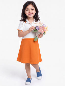 United Colors of Benetton - White Regular Fit Polo Neck Colour Block Dress