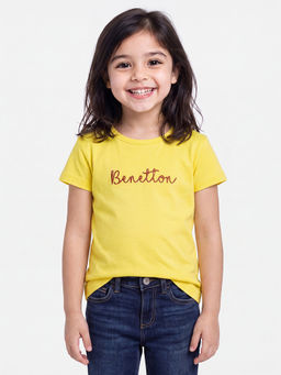 United Colors of Benetton - Yellow Regular Fit Round Neck Ribbed T-Shirt