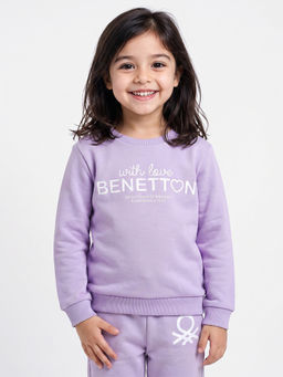 United Colors of Benetton - Lavender Regular Fit Crew Neck Typography Sweatshirt
