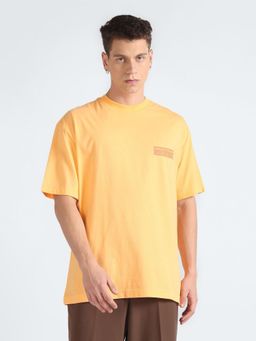 Calvin Klein - Men Orange Cotton Typography Relaxed Fit T-Shirt